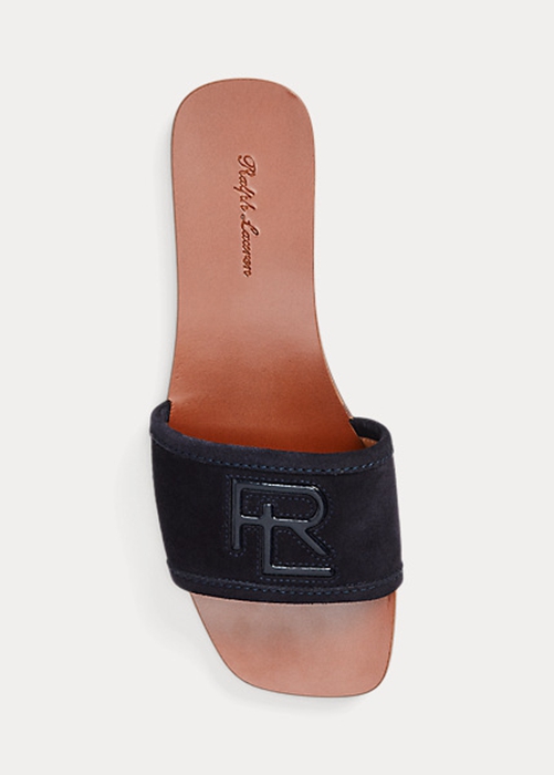 Black Ralph Lauren Andela Calf-Suede Women's Sandals | 5123-AVJID