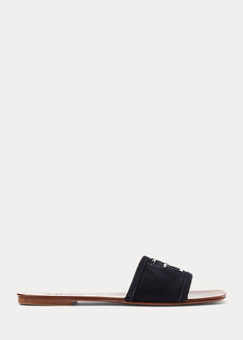 Black Ralph Lauren Andela Calf-Suede Women\'s Sandals | 5123-AVJID