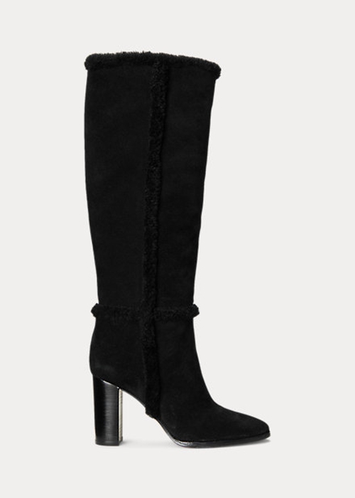 Black Ralph Lauren Aubri Suede Women\'s Boots | 4807-BEYTN