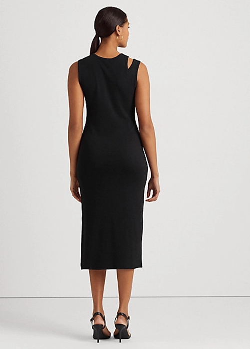 Black Ralph Lauren Cotton-Blend Sleeveless Midi Women's Dress | 2156-COXIH
