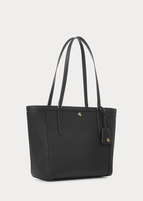 Black Ralph Lauren Crosshatch Leather Medium Clare Women's Tote Bags | 1936-UHJLY