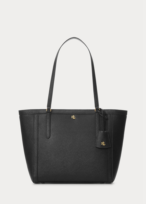 Black Ralph Lauren Crosshatch Leather Medium Clare Women\'s Tote Bags | 1936-UHJLY