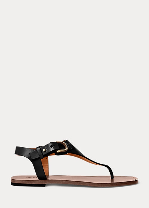 Black Ralph Lauren Delancie Welington Calfskin Women\'s Sandals | 8039-BGZQY