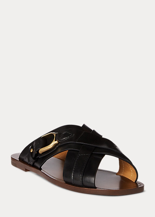Black Ralph Lauren Jacie Calfskin Stirrup Women's Sandals | 9532-YXPJW