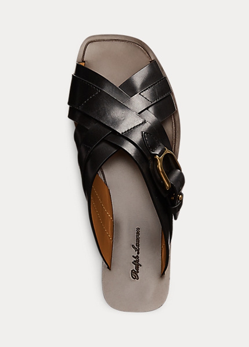 Black Ralph Lauren Jacie Calfskin Stirrup Women's Sandals | 9532-YXPJW