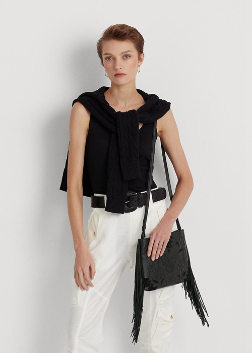 Black Ralph Lauren Leather Medium Elaina Women's Crossbody Bags | 2135-NLISX