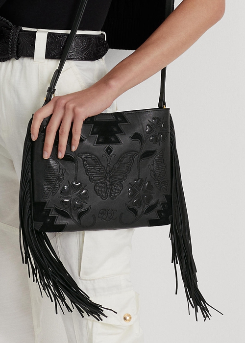 Black Ralph Lauren Leather Medium Elaina Women's Crossbody Bags | 2135-NLISX