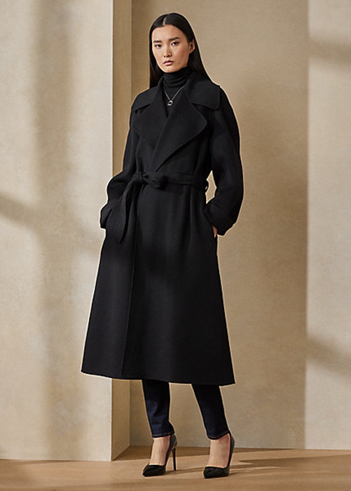 Black Ralph Lauren Leonarda Wrap Women\'s Coats | 5674-LTIGN