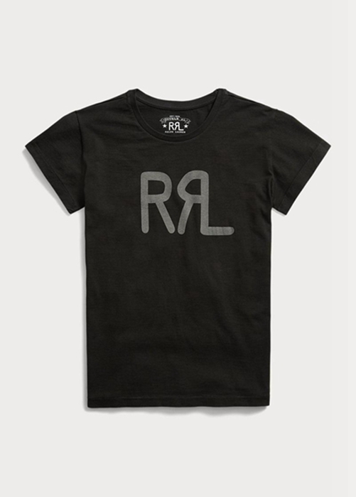 Black Ralph Lauren Logo Cotton Jersey  Women\'s T Shirts | 4720-PCDLS