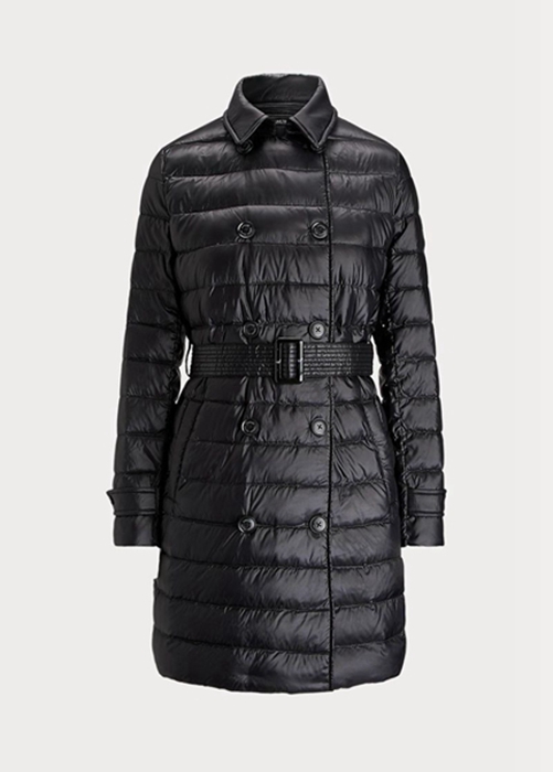 Black Ralph Lauren Metallic Quilted Down  Women's Coats | 6597-YTBDG