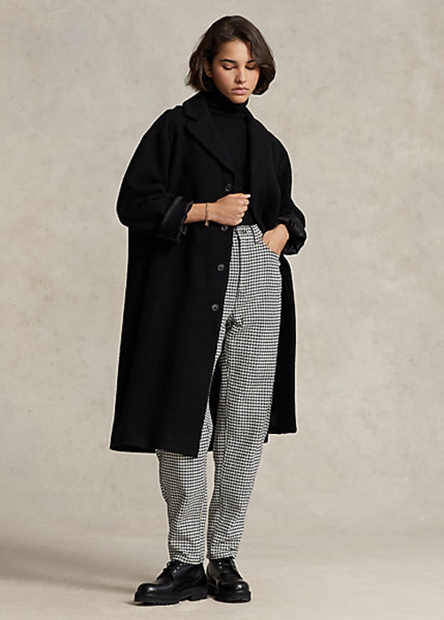 Black Ralph Lauren Oversize Herringbone Wool-Blend Women\'s Coats | 4750-IOAYE