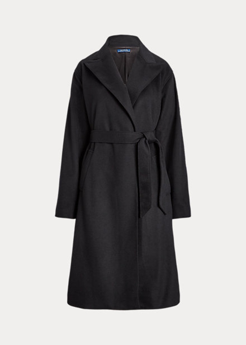 Black Ralph Lauren Peak-Lapel Wool-Blend Wrap Women's Coats | 4281-VRILM