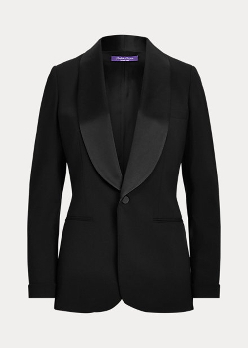 Black Ralph Lauren Sawyer Wool Tuxedo Women's Jackets | 0928-UYCXQ
