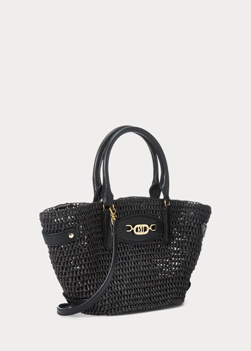 Black Ralph Lauren Straw Small Daphney Women's Tote Bags | 9071-JKYMU