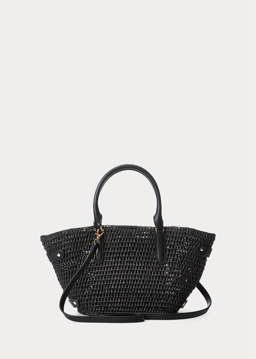 Black Ralph Lauren Straw Small Daphney Women's Tote Bags | 9071-JKYMU