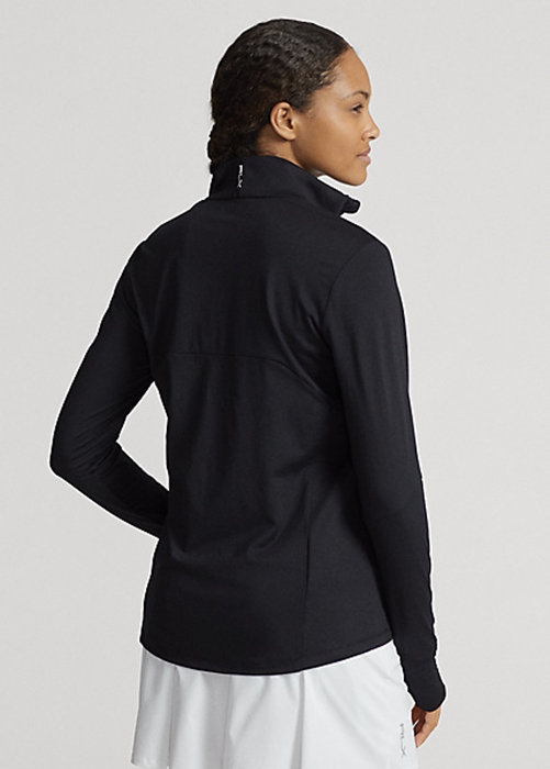Black Ralph Lauren Stretch Jersey Quarter-Zip Women's Sweatshirts | 1325-RSLFT