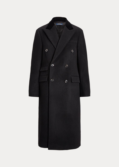 Black Ralph Lauren Velvet-Topcollar Wool-Blend Melton Women's Coats | 9306-KVJBM