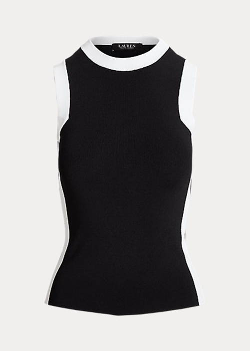 Black / White Ralph Lauren Two-Tone Sleeveless Women's Sweaters | 2076-YMPWD