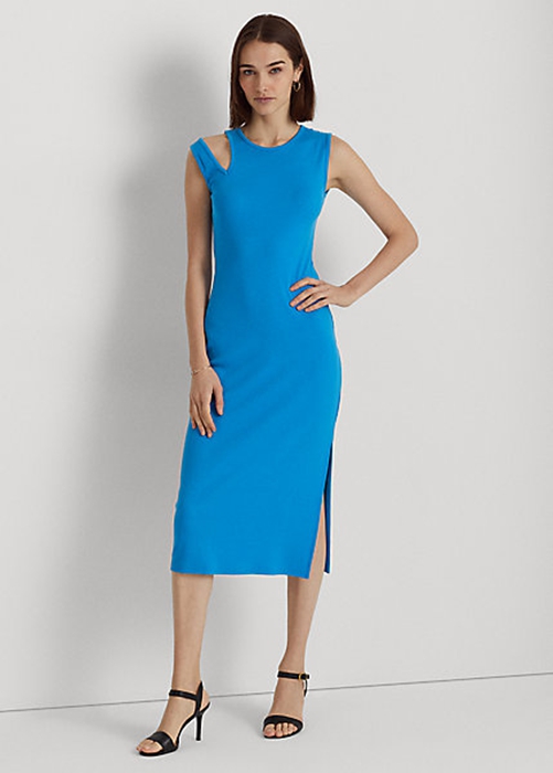 Blue Ralph Lauren Cotton-Blend Sleeveless Midi Women\'s Dress | 7820-FCUTV