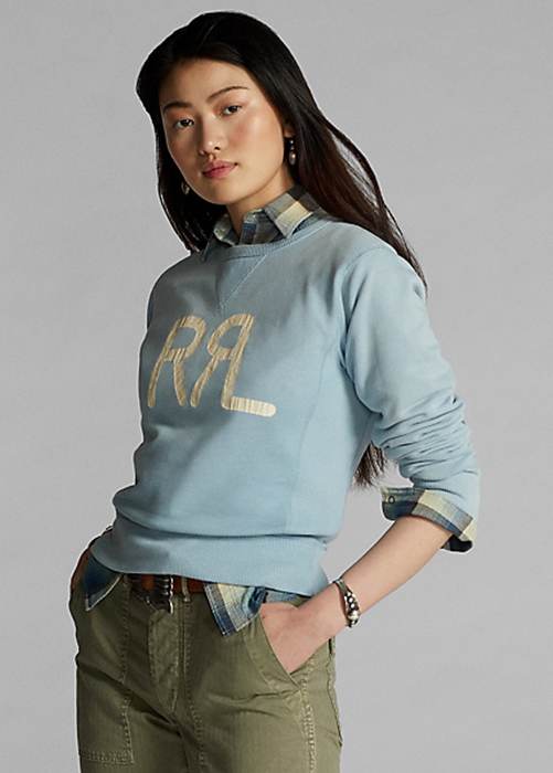 Blue Ralph Lauren Logo French Terry Crewneck Women's Sweatshirts | 3286-KDJUV