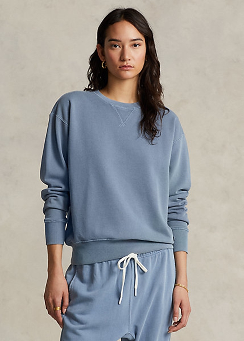 Blue Ralph Lauren Organic Cotton Crewneck Women\'s Sweatshirts | 7243-KIBWH