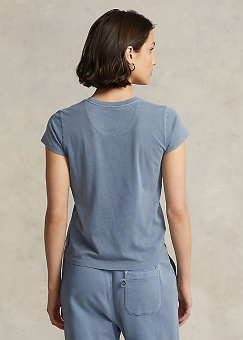 Blue Ralph Lauren Organic Cotton Crewneck Women's T Shirts | 8503-ZNFRT