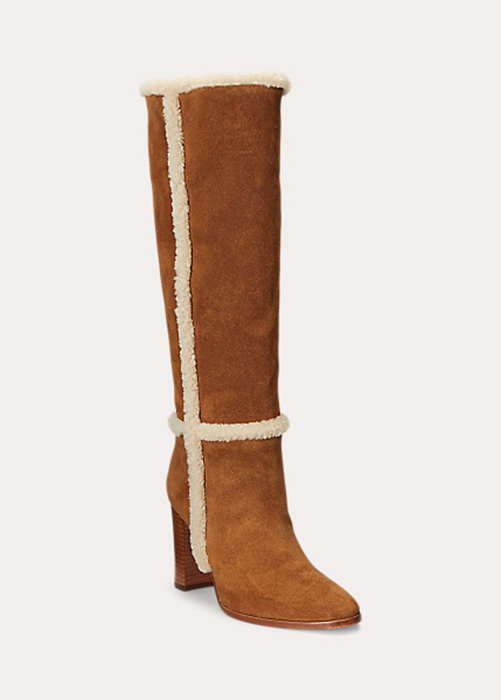 Brown Ralph Lauren Aubri Suede Women's Boots | 6349-JZPFN