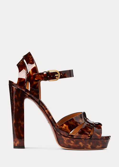 Brown Ralph Lauren Callahan Patent Calfskin Women\'s Sandals | 7694-IONDV