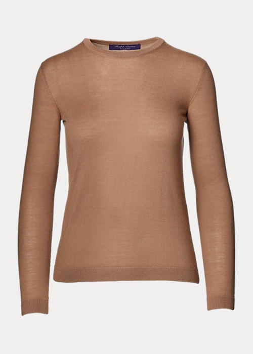 Brown Ralph Lauren Cashmere Crewneck Women's Sweaters | 2071-UCPOT