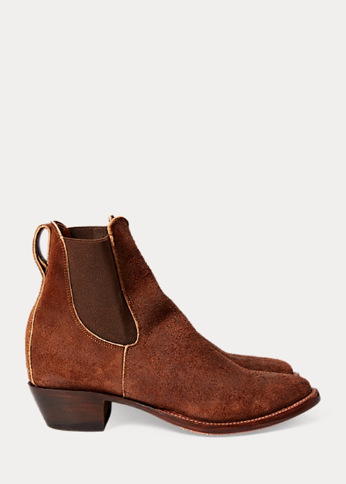 Brown Ralph Lauren Chelsea Plainview Suede Women's Boots | 3025-QAVEG