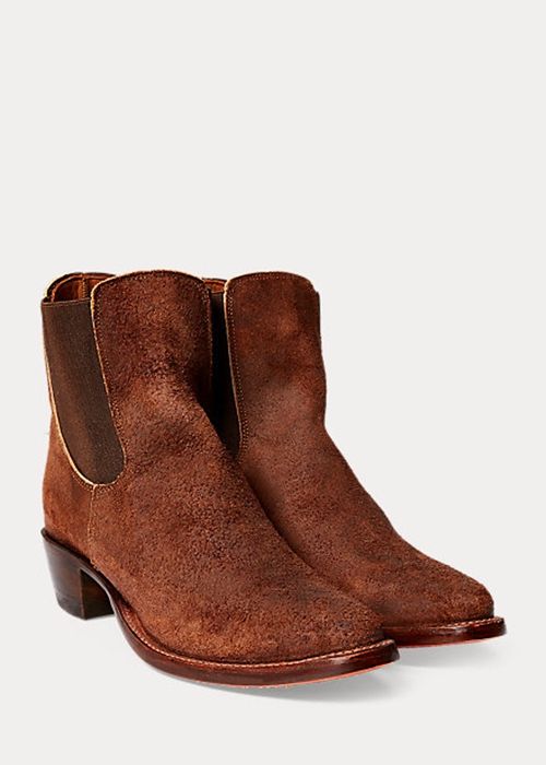 Brown Ralph Lauren Chelsea Plainview Suede Women\'s Boots | 3025-QAVEG