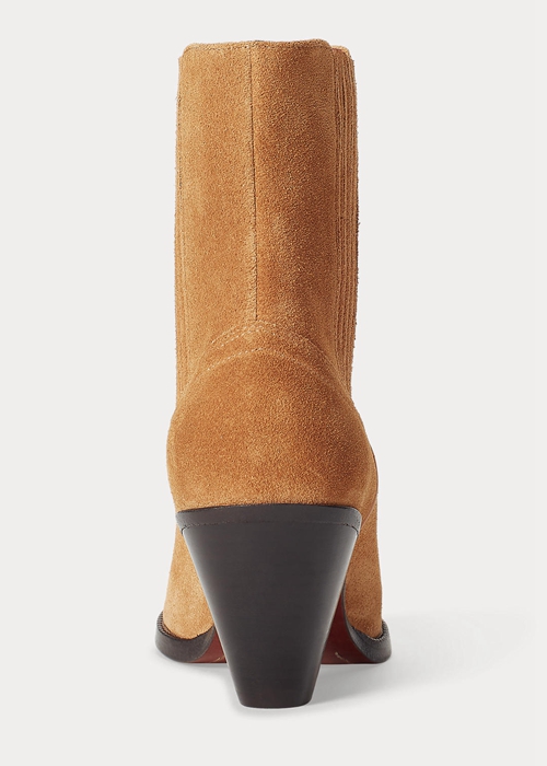 Brown Ralph Lauren Lowrey Suede Cowboy Women's Boots | 3859-PWSVJ