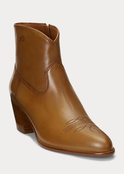 Brown Ralph Lauren Lucille Leather Women's Boots | 9320-MGEOJ