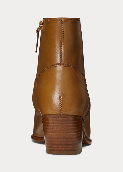 Brown Ralph Lauren Lucille Leather Women's Boots | 9320-MGEOJ