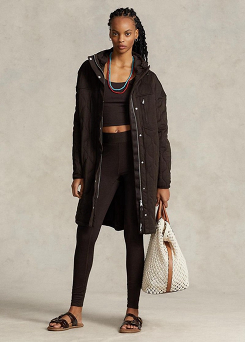 Brown Ralph Lauren Oversize Quilted Hooded  Women\'s Coats | 2671-GIESK