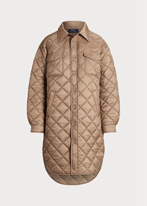 Brown Ralph Lauren Oversize Water-repellent Quilted  Women's Coats | 0528-JTQOG