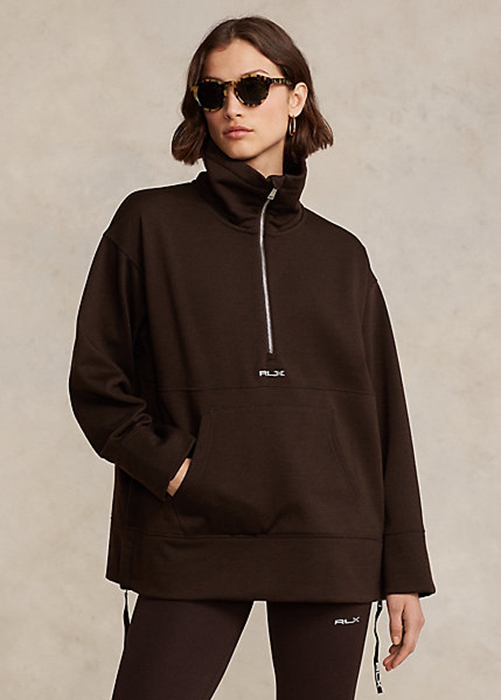 Brown Ralph Lauren Quarter-Zip Pullover Fleece Women\'s Jackets | 4391-VAJXT