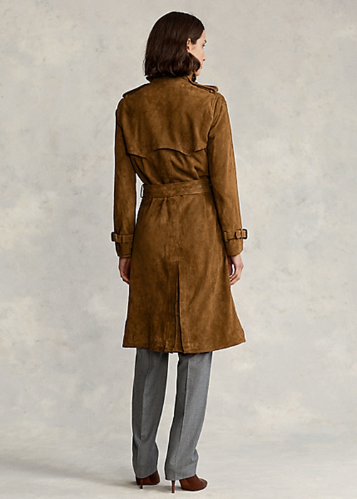 Brown Ralph Lauren Suede Women's Coats | 5071-TYUQZ