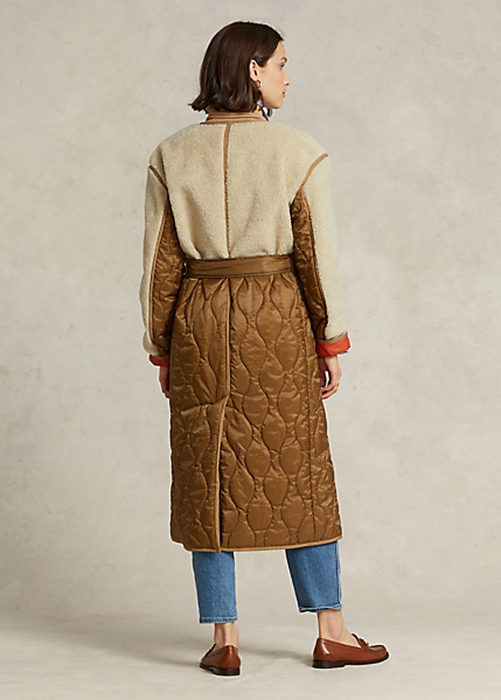 Brown Ralph Lauren Water-Repellent Belted Hybrid Liner Women's Coats | 2163-BDNGH