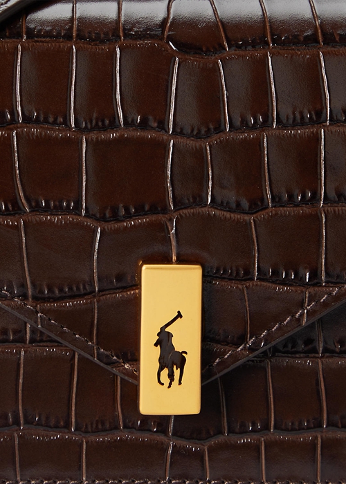 Chocolate Ralph Lauren Polo ID Croc-Embossed Chain Women's Wallets | 7486-UCSLR