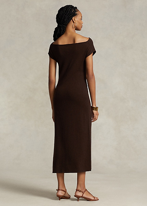 Chocolate Ralph Lauren Straight-Neck Cashmere Women's Dress | 3059-CMUNI
