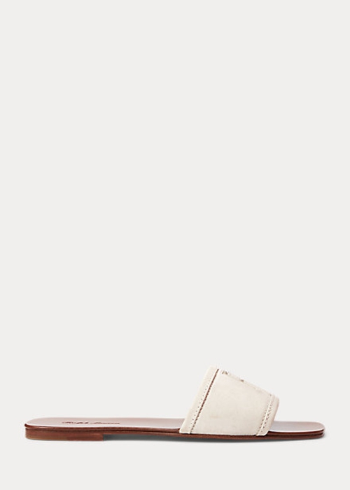 Cream Ralph Lauren Andela Calf-Suede Women\'s Sandals | 5089-ZAGFK