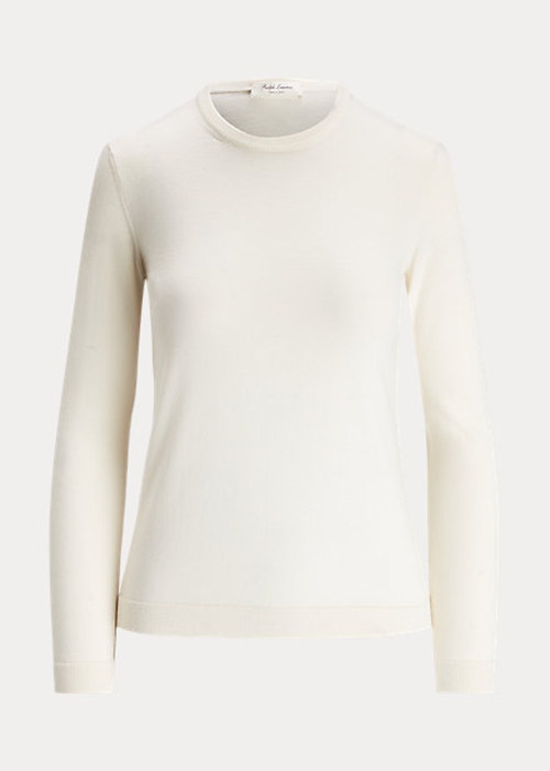 Cream Ralph Lauren Cashmere Crewneck Women's Sweaters | 8920-YSRGD