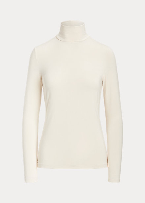 Cream Ralph Lauren Jersey Turtleneck Women's T Shirts | 9086-VCUMD