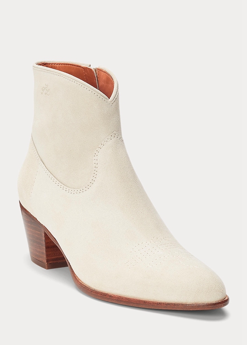 Cream Ralph Lauren Lucille Calfskin-Suede Women's Boots | 8410-MAPGU