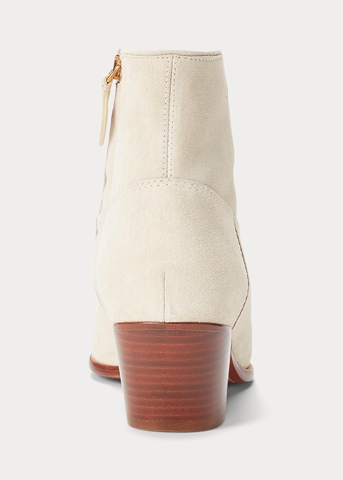 Cream Ralph Lauren Lucille Calfskin-Suede Women's Boots | 8410-MAPGU