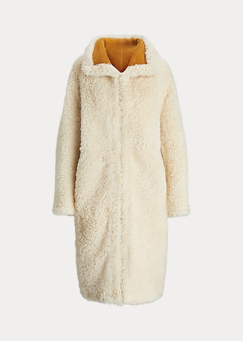 Cream Ralph Lauren Oversize Reversible Shearling Women's Coats | 7923-TSXKA