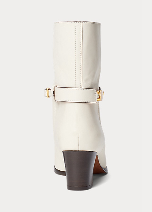 Cream Ralph Lauren Polo ID Waxed Calfskin Women's Boots | 8957-YXOWU