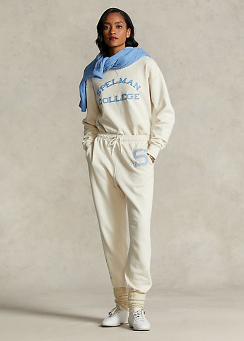 Cream Ralph Lauren The Spelman Collection Fleece Women\'s Sweatpants | 9175-ZOEWA
