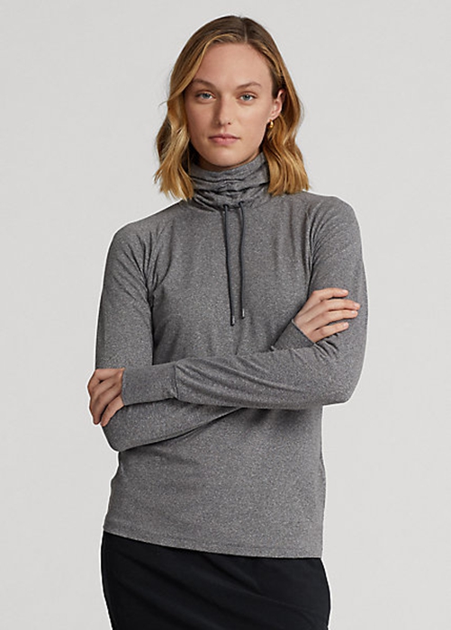 Dark Grey Ralph Lauren Funnelneck Jersey Pullover Women\'s Sweatshirts | 6257-RABZO